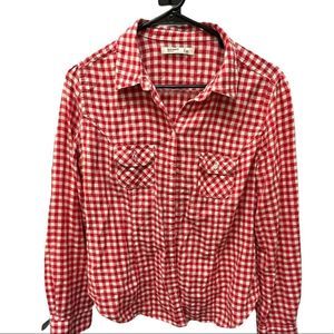 Old Navy red and white checked button down medium